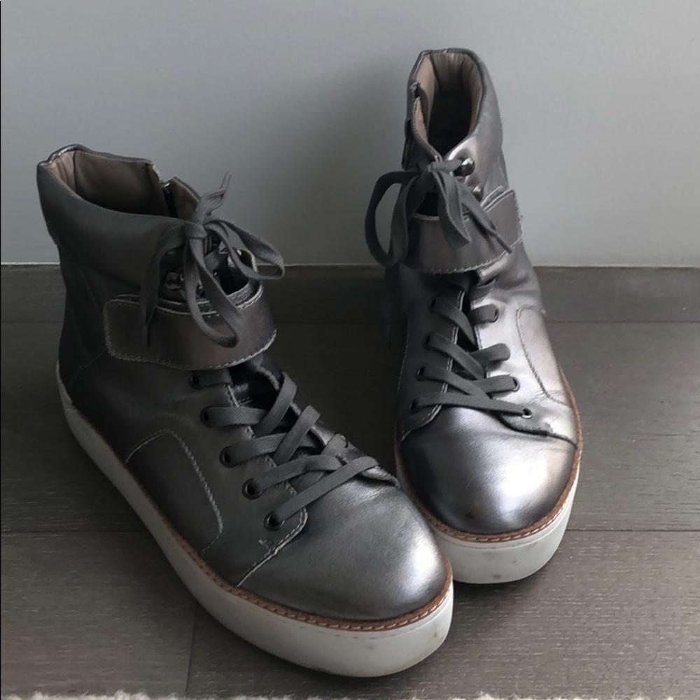 M4DE leather platform sneakers metallic